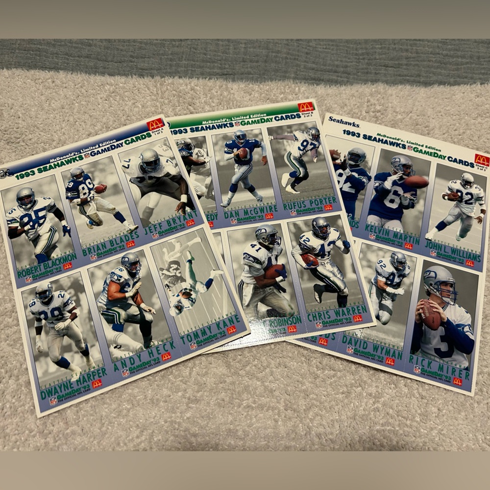 1993 Seahawks Gameday Cards Set